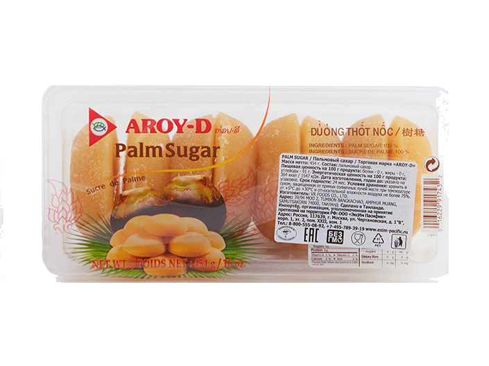 Пальмовый сахар Aroy-D, 10896 гр, (24 шт по 454 гр)